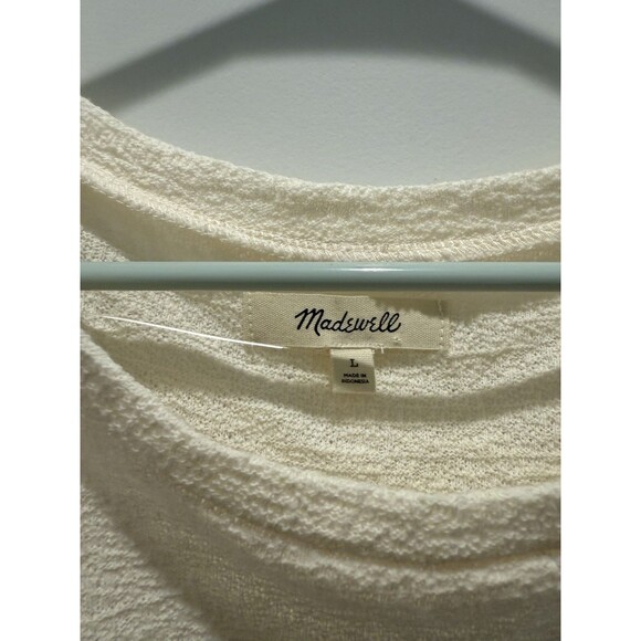 Madewell Women’s Ivory Short Sleeve Textured & Thread Modern Side-Tie Top Sz L - Picture 4 of 7